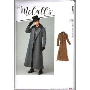 McCall's M8137 Mens 46 to 52 Tailored Fit Long Overcoat Sewing Pattern